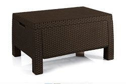 Paradise Wood All-Weather Open-weave Summer Outdoor Patio Storage Coffee Table, Brown