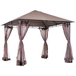 Outsunny 10’ X 10’ Outdoor Soft Top Steel Garden Gazebo with Removable Mesh Side Curtains – ...