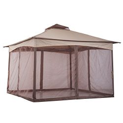 Outsunny 11′ x 11′ Outdoor 2-Tier Top Folding Portable Pop Up Gazebo with Zippered N ...