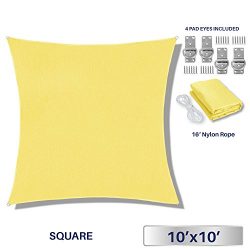 Windscreen4less 10′ x 10′ Square Sun Shade Sail – Solid Canary yellow Durable  ...