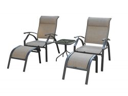 Backyard Classics Astoria 5-Piece Patio Seating Set with Adjustable Sling Chair, Ottomans and Gl ...