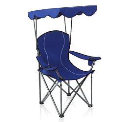 ALPHA CAMP Shade Canopy Chair Folding Camping Chair Support 350 LBS – Navy Blue