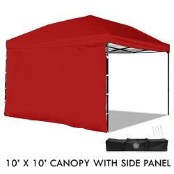 Punchau Pop Up Canopy Tent with Sidewall 10 x 10 Feet, Red – UV Coated, Waterproof Instant ...