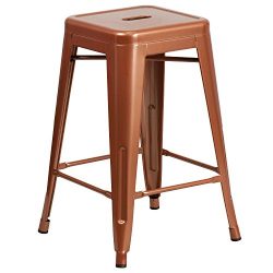 Flash Furniture 24” High Backless Copper Indoor-Outdoor Counter Height Stool