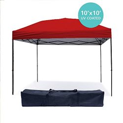 Punchau Pop Up Canopy Tent 10 x 10 Feet, Red – UV Coated, Waterproof Instant Outdoor Party ...