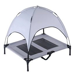 SUPERJARE Large Dog Cot with Canopy Elevated Pet Bed | Indoor or Outdoor  | Sturdy 1680D Oxford  ...