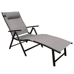 TOUCAN OUTDOOR Deluxe Aluminum Beach Yard Pool Portable Folding Reclining Adjustable Chaise Loun ...