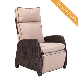 Grand patio MOOR Indoor & Outdoor Reclining Chair with Thick Beige Cushion, Weather-Resistan ...