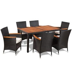 vidaXL Patio Rattan Wicker Garden Dining Set Outdoor Furniture Table Chair Black