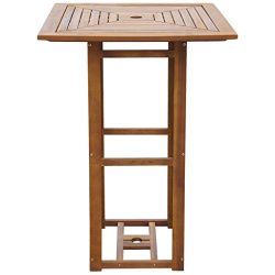 Festnight Outdoor Patio Bar Table Bistro Cafe Table Acacia Wood
