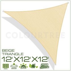 ColourTree 2nd Gen 12′ x 12′ x 12′ Beige Sun Shade Sail Triangle Canopy Awning ...