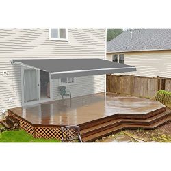 ALEKO AWM12X10GY80 Retractable Motorized Patio Awning 12 x 10 Feet Gray