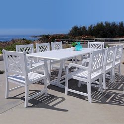 Vifah V232SET40 9 Piece Malibu Outdoor Wood Patio Dining Set