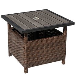 Sundale Outdoor Patio Umbrella Stand All Weather Wicker Rattan Umbrella Table Garden Furniture D ...