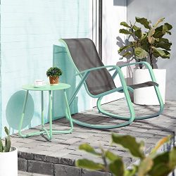 Grand patio Moder Rocking Chair and Coffee Table,Set-2,Macaron Blue Steel Frame,for Inside Room/ ...