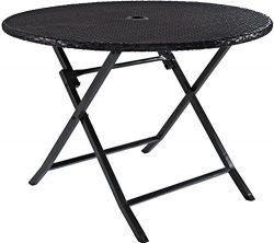 Crosley Furniture CO7205-BR Palm Harbor Outdoor Wicker Folding Table – Brown