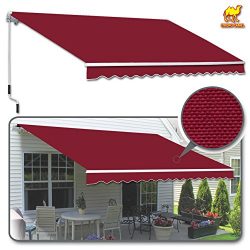 Strong Camel 12′ x 8′ Manual Yard Retractable Patio Deck Awning Cover, Canopy Sunsha ...