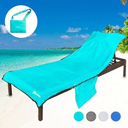 YOULERBU Beach Chair Cover with Pillow Breathable Sponge Thickened Pool Lounge Chair Towel Beach ...