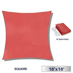 Windscreen4less 16′ x 16′ Sun Shade Sail Square Canopy in Rust Red with Commercial G ...