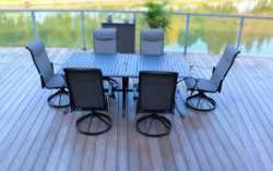 7pc Cast Aluminum Slat Top Swivel Patio Furniture Set – Black