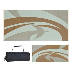 Reversible Mats Outdoor Patio/RV Camping Mat – Swirl (Brown/Beige, 9-Feet x 18-Feet)