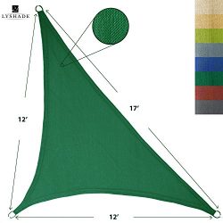 LyShade 12′ x 12′ x 17′ Right Triangle Sun Shade Sail Canopy (Dark Green) R ...