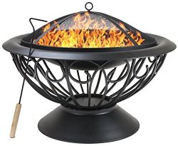 Sorbus Fire Pit Large, 30″ Outdoor Fireplace, Backyard Patio Fire Bowl, Safety Mesh Cover  ...