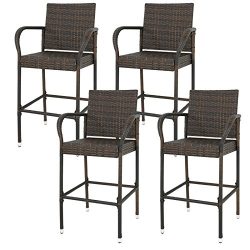 Nova Microdermabrasion Rattan Wicker Bar Stool Outdoor Backyard Chair Patio Furniture Chair With ...