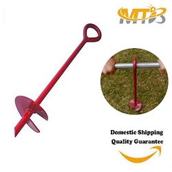 MTB 15″ Auger Earth anchor 3″ W helix, 12mm Rod, Painted red, Guying Tents Fencing C ...