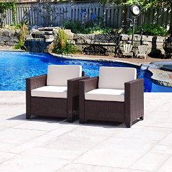 Cloud Mountain Set of 2 Patio Wicker Club Chairs Set Outdoor Patio Dining Sofa Chairs Garden Lou ...