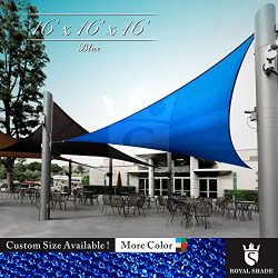 Royal Shade 16′ x 16′ x 16′ Blue Triangle Sun Shade Sail Canopy Outdoor Patio  ...