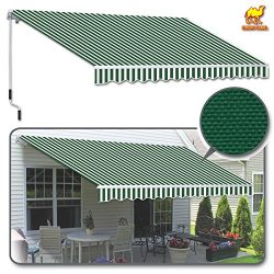 Strong Camel 12′ x 8′ Manual Yard Retractable Patio Deck Awning Cover, Canopy Sunsha ...