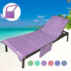 YOULERBU Beach Chair Cover with Pillow Breathable Sponge Thickened Pool Lounge Chair Towel Beach ...