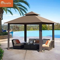 EliteShade 12×12 feet Titan Outdoor Garden Backyard Gazebo With Sunbrella Fabric (Cocoa)