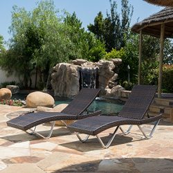 Manuela Outdoor Multibrown Wicker Chaise Lounge Chairs (Set of 2)