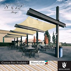 Royal Shade 8′ x 12′ Beige Rectangle Sun Shade Sail Canopy Outdoor Patio Fabric Shel ...