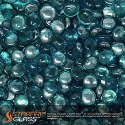 Starfire Glass 10-Pound Fire Glass “Fire-Drops” 1/2-Inch Warm Caribbean Blue Reflective