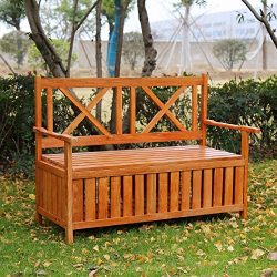 ArmPro Weather Resistance Outdoor Patio Storage Bench Wooden Garden Deck Box