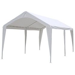 Abba Patio 10 x 20-Feet Outdoor Carport Canopy with 6 Steel Legs, White