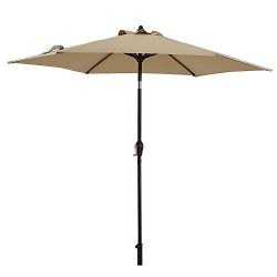 Paulla 9 Ft Patio Umbrella Outdoor Table Umbrella with Crank, 6 Ribs (Beige)