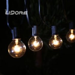 25Ft G40 Globe Patio String Light 25 Clear Bulbs with Black Cord Suitable for Indoor Outdoor Use ...