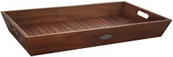The Original Large Solid Teak Amenities Serving Tray Caddy with Handles, Indoor or Outdoor