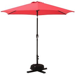 SUPERJARE Outdoor Umbrella w/Sandbag and Cross Base, 9 Ft Patio Market Table Umbrella for Garden ...