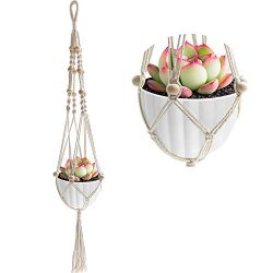 Easest Macrame Plant Hanger, Tassel Boho Hanging Planter Flower Plant Pot Holder Container Acces ...