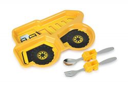 KidsFunwares Me Time Meal Set (Dump Truck) – 3-Piece Set for Kids and Toddlers – Plate, Fork and ...