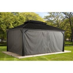 Sojag Polyester Gazebos for Messina Hard Top Sun Shelter, 12′ x 16′, Grey