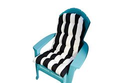 Outdoor Tufted Adirondack Chair Cushion – Black & White Stripe