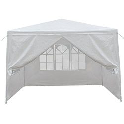 HomGarden 10′ X 10′ Outdoor White Gazebo Canopy Tent with 4 Sidewalls & Windows  ...