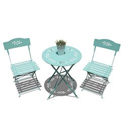 Orange Casual 3-Piece Folding Bistro Set Steel Patio Dining Table and Chair Sets Garden Backyard ...