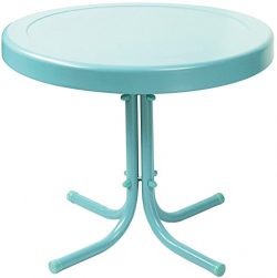 Crosley Furniture Gracie Retro 20-inch Metal Outdoor Side Table – Caribbean Blue